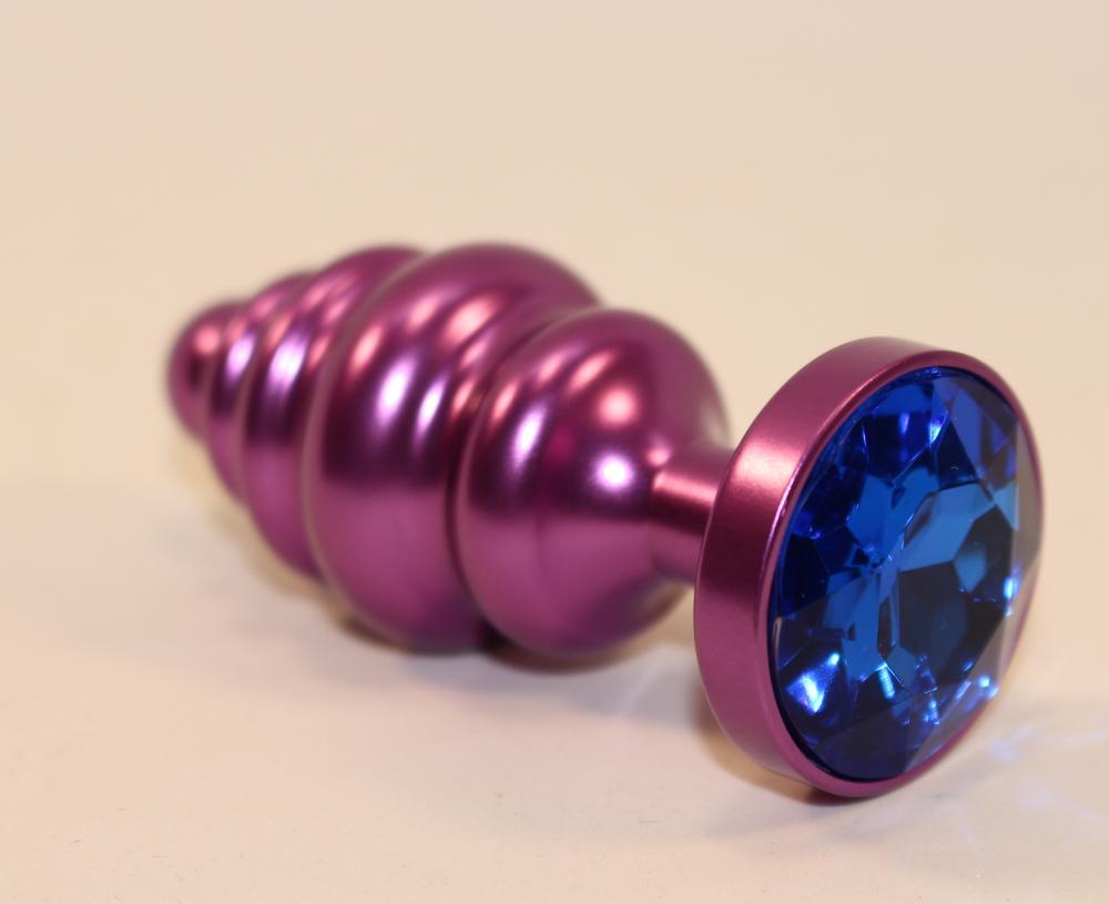 Пробка металл 7,3х2,9см фигурная фиолетовая синий страз 47429-3MM