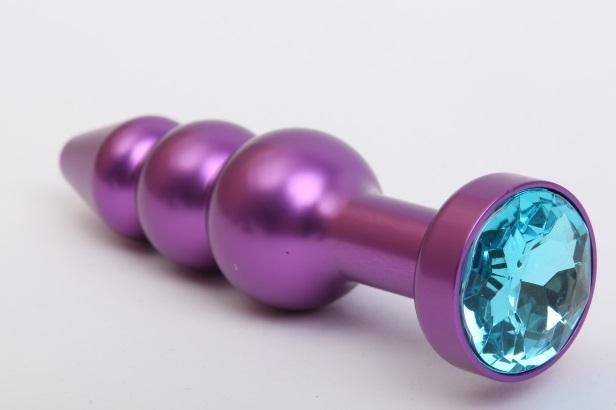 Пробка металл фигурная елочка фиолетовая с голубым стразом 11,2х2,9см 47433-1MM
