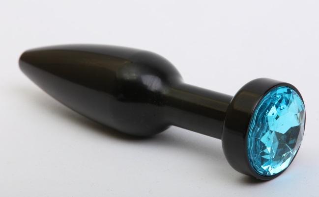 Пробка металл черная с голубым стразом 11,2х2,9см 47416-1MM