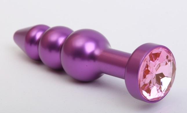 Пробка металл фигурная елочка фиолетовая с розовым стразом 11,2х2,9см 47433-MM
