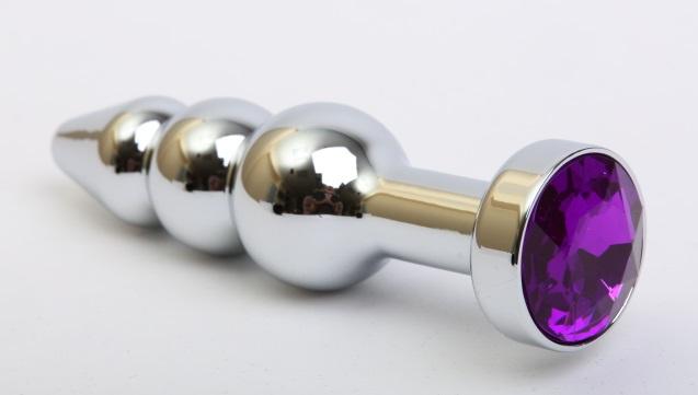Пробка металл фигурная елочка серебро с фиолетовым стразом 11,2х2,9см 47435-5MM