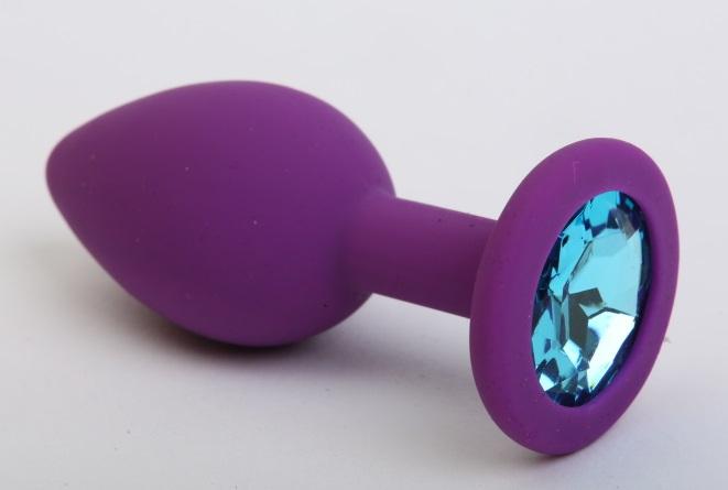 Пробка силиконовая фиолетовая с голубым стразом 8,2х3,5см 47406-1MM