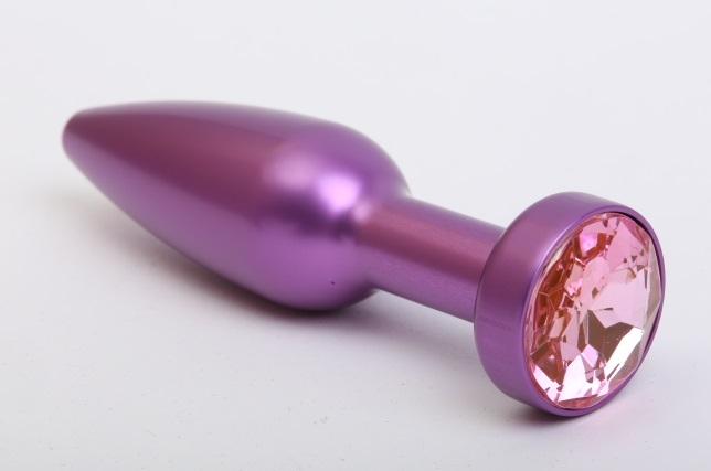 Пробка металл фиолетовая с розовым стразом 11,2х2,9см 47417-MM