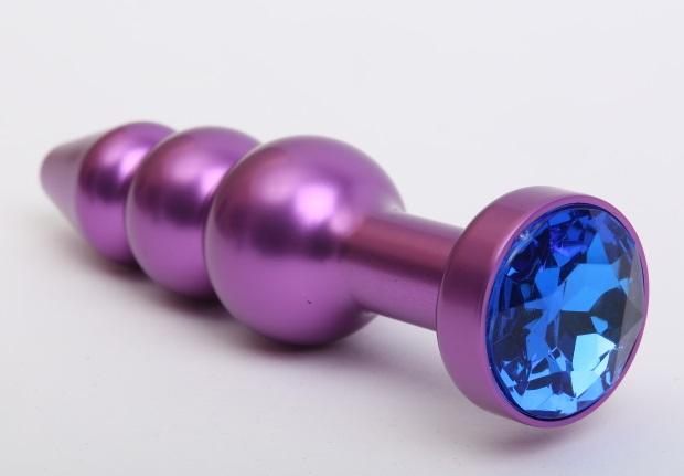 Пробка металл фигурная елочка фиолетовая с синим стразом 11,2х2,9см 47433-3MM
