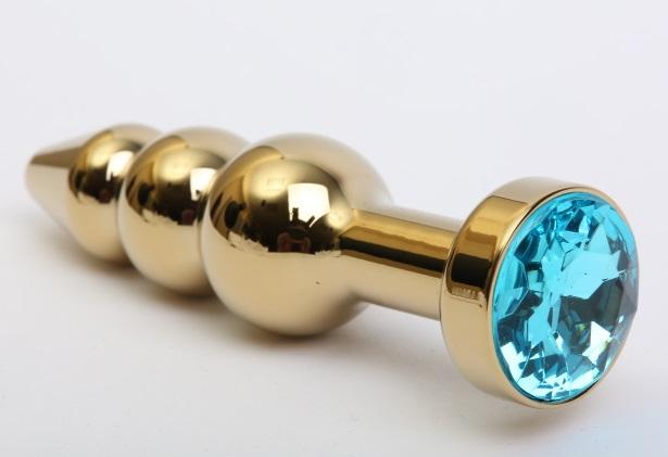 Пробка металл фигурная елочка золото с голубым стразом 11,2х2,9см 47436-1MM
