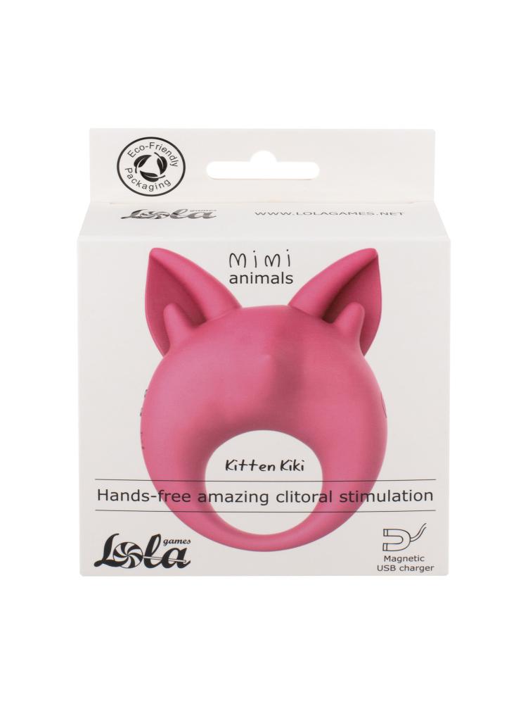 Перезаряжаемое кольцо для клиторальной стимуляции MiMi Animals Kitten Kiki Pink 7200-01lola