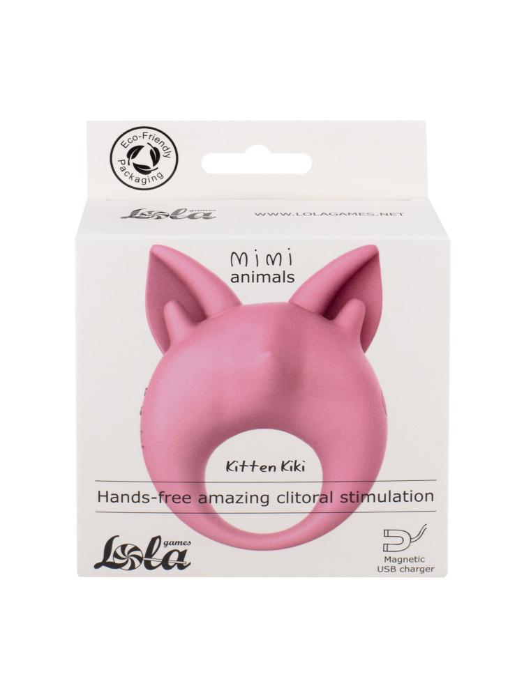 Перезаряжаемое кольцо для клиторальной стимуляции MiMi Animals Kitten Kiki Light Pink 7200-02lola